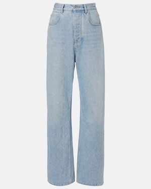 Bottega Veneta Jeans Anchos Con Piel Intrecciato - Azul