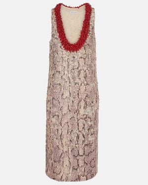 Dries Van Noten Sequined Printed Midi Dress - Purple