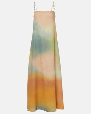 STAUD Linen Maxi Dress - Blue
