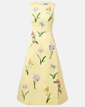 LEO LIN Cleo Beaded Floral Midi Dress - Yellow