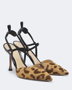 Fendi Colibri Leopard-Print Calf Hair Slingback Pumps - Metallic