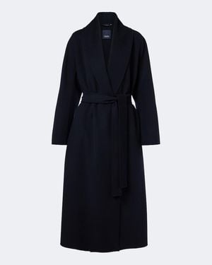 Max Mara Virgin Wool Wrap Coat - Blue