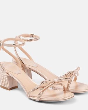 Rene Caovilla 50 Embellished Bow-Detail Satin Sandals - Pink