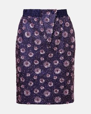 JACQUES WEI Falda Tubo Floral Con Lentejuelas - Morado