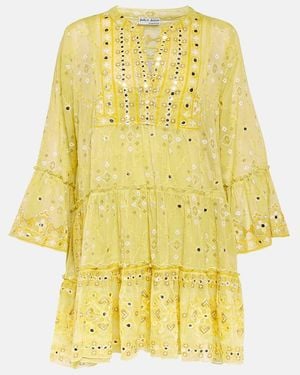 Juliet Dunn Broderie Anglaise Cotton Minidress - Yellow