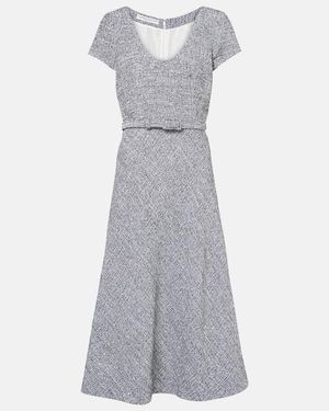 Alessandra Rich Sequined Tweed Midi Dress - Grey
