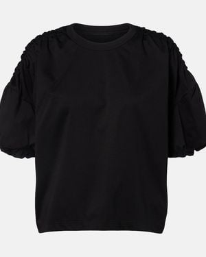 Noir Kei Ninomiya Gathered Cotton Jersey T-Shirt - Black