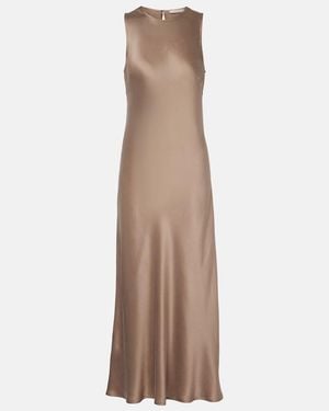 Asceno Valencia Silk Charmeuse Maxi Dress - Brown