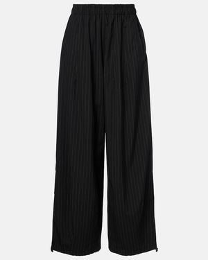 Frankie Shop Oakdale Pinstripe Wide-Leg Trousers - Black