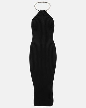 Galvan London Rhea Metallic-Knit Midi Dress - Black