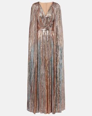 Elie Saab Sequined Caped Gown - Brown