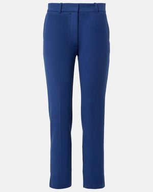 JOSEPH Bing Court Cotton-Blend Slim Pants - Blue