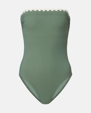 Karla Colletto Lia Scalloped Bandeau Swimsuit - Green