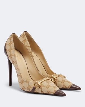 Gucci Pumps Donna Horsebit Aus Gg Canvas - Natur