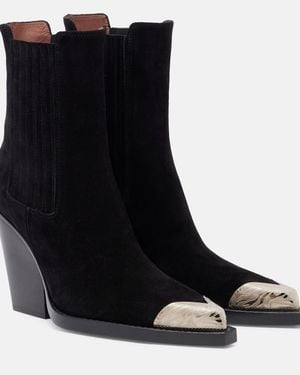 Paris Texas Dallas Embellished Suede Ankle Boots - Black