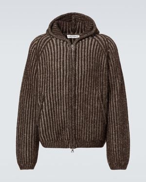 Our Legacy Level Ribbed-Knit Wool Zip-Up Hoodie - Brown