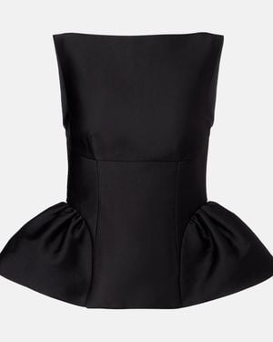 Roland Mouret Peplum Taffeta Top - Black