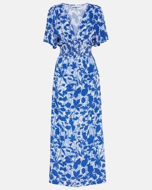 Heidi Klein Tuscany Shirred Floral-print Mousseline Midi Dress - Blue