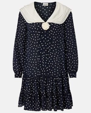 RIXO London Valetta Polka-Dot Silk Crepe Minidress - Blue