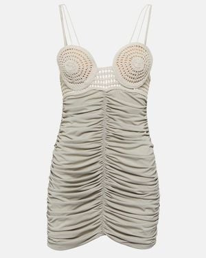 Magda Butrym Ruched Crochet And Jersey Minidress - Gray