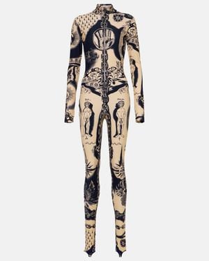 Jean Paul Gaultier Tattoo Collection Printed Jersey Catsuit - Multicolour
