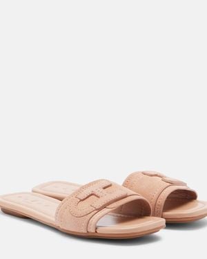 Hogan H685 Suede Slides - Pink