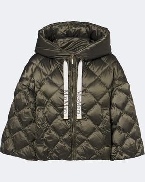 Max Mara Hooded Quilted Cropped Down Jacket - Green