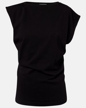Agolde Beth Asymmetric Cotton Jersey T-Shirt - Black
