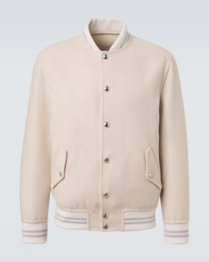Eleventy Wool And Cashmere Varsity Jacket - Natural