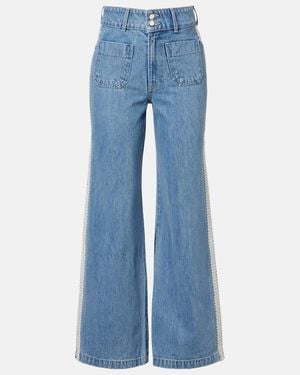 Veronica Beard Taylor High-Rise Wide-Leg Jeans - Blue
