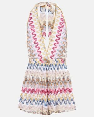 Missoni Zigzag Lame Romper - Red