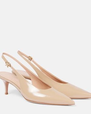 Gianvito Rossi Robbie 55 Patent Leather Slingback Court Shoes - Natural