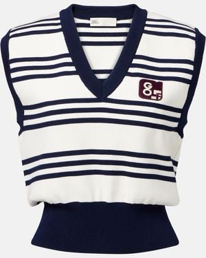 Tory Burch Striped Sweater Vest - Blue