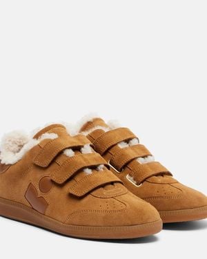 Isabel Marant Beth Shearling-Lined Suede Sneakers - Brown