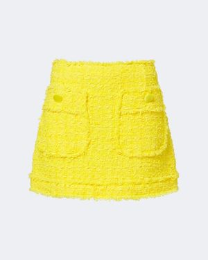 Dolce & Gabbana Cotton-Blend Tweed Miniskirt - Yellow