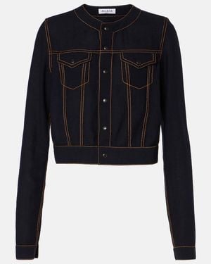 Alaïa Fluid Cropped Wool-Blend Jacket - Blue