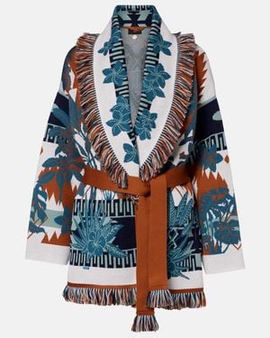 Alanui Island Soul Jacquard Wool Cardigan - Blue
