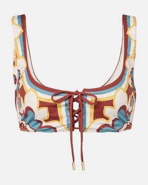 La DoubleJ Sunset Floral Bikini Top - Metallic