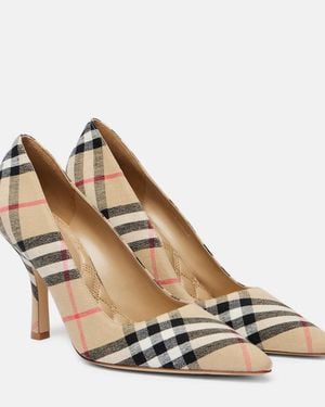 Burberry Pumps Dame 90 Check Aus Canvas - Braun