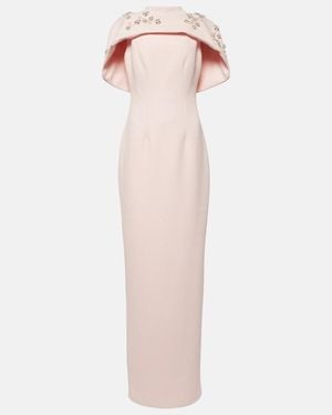 Safiyaa Embellished Caped Crepe Gown - Pink