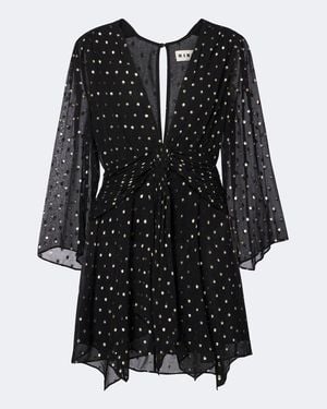 RIXO London Clove Polka-Dot Chiffon Minidress - Black