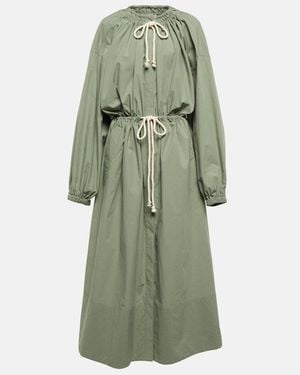 Jil Sander Drawstring Cotton Poplin Midi Dress - Green