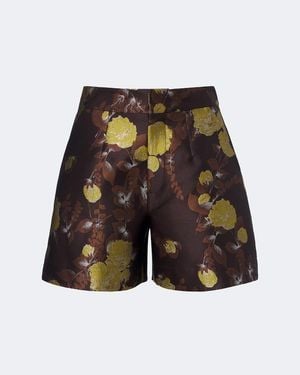 La DoubleJ Devon Floral Jacquard Shorts - Brown
