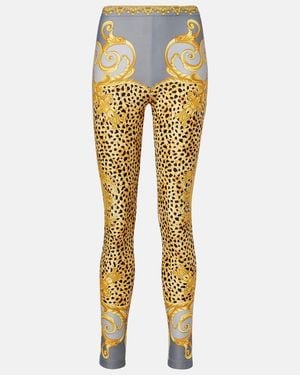 Versace Printed Jersey Leggings - Metallic