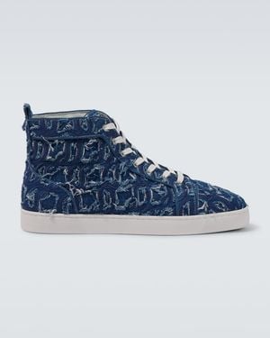 Christian Louboutin Louis Denim High-Top Trainers - Blue