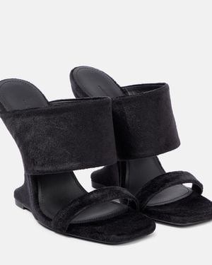 Rick Owens Cantilever Suede Mules - Black