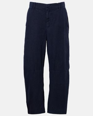 Velvet Taylor Linen Wide-Leg Trousers - Blue