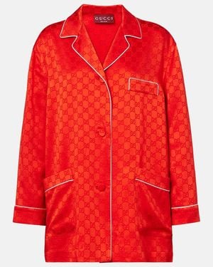 Gucci Gg Satin Shirt - Red