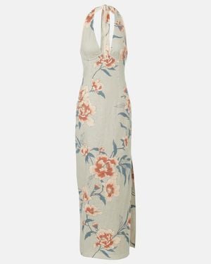 SIR. Floral Linen Maxi Dress - Metallic