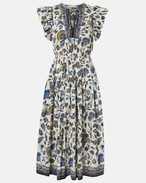 Ulla Johnson Kairi Gathered Cotton-Blend Midi Dress - White